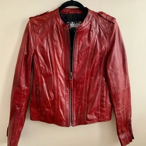 DERIMOD genuine red leather jacket